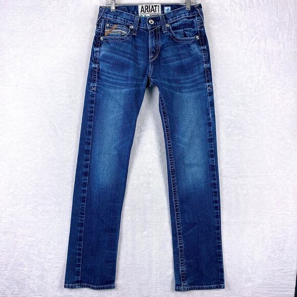 Ariat M7 Rocker Straight Jeans Men 30x36 (30x34) Salton Faded Whiskered Western - Picture 2 of 14